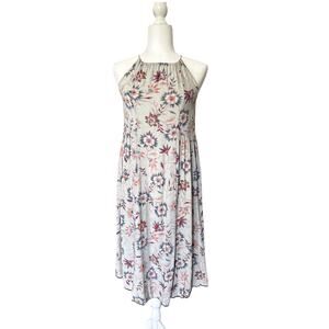 Society Amuse Halter Dress Womens XS Gray Floral Adjustable Straps A-Line